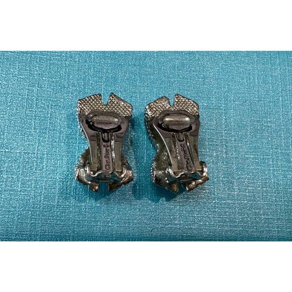 Christian Dior Vintage Silver Beaded Clip-On Earrings*PERFECT Condition - Picture 2 of 4